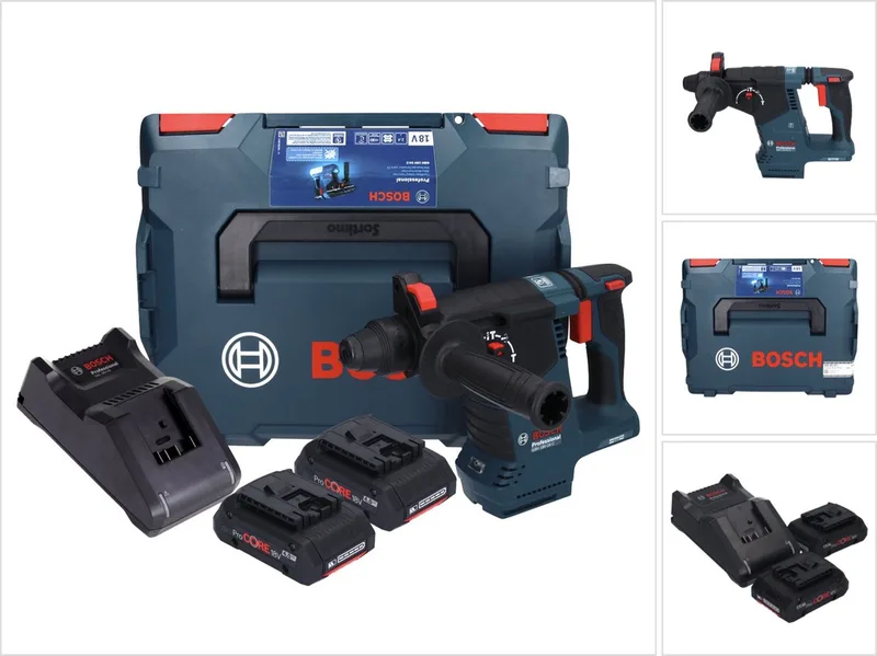Bosch GBH 18V-24 C Professionele accu boorhamer 18 V 2,4 J Brushless SDS plus + 2x ProCORE accu 4,0 Ah + lader + L-BOXX de Bosch Professional – image du produit