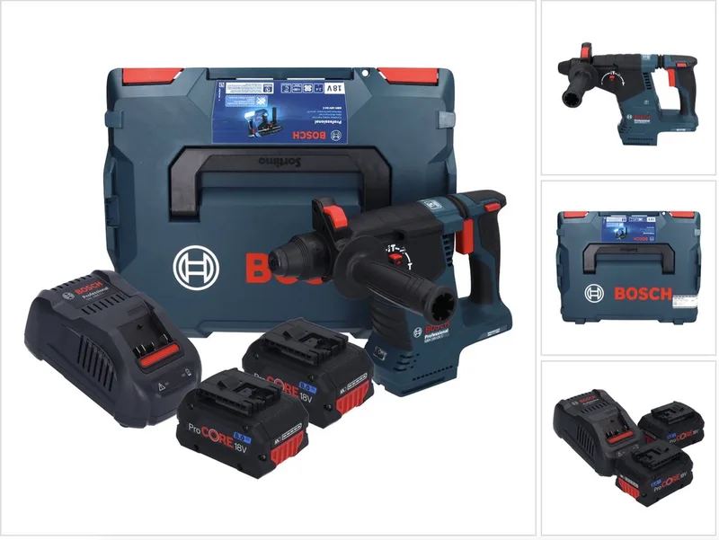 Bosch GBH 18V-24 C Professionele accu boorhamer 18 V 2,4 J Brushless SDS plus + 2x ProCORE accu 8,0 Ah + lader + L-BOXX von Bosch Professional – Produktbild