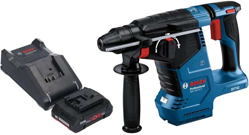 Bosch GBH 18V-24 C Professionele accu boorhamer 18 V 2,4 J Brushless SDS plus + 1x ProCORE accu 4,0 Ah + lader fra Bosch Professional – produktbillede