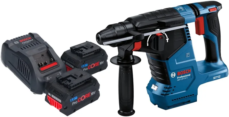 Bosch GBH 18V-24 C Professionele accu boorhamer 18 V 2,4 J Brushless SDS plus + 2x ProCORE accu 8,0 Ah + lader fra Bosch Professional – produktbillede