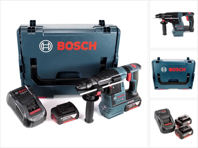 Bosch GBH 18V-26 accuklopboormachine 18V 2.6J borstelloos SDS-Plus + 2x accu 5.0Ah + lader + L-Boxx de Bosch Professional – image du produit