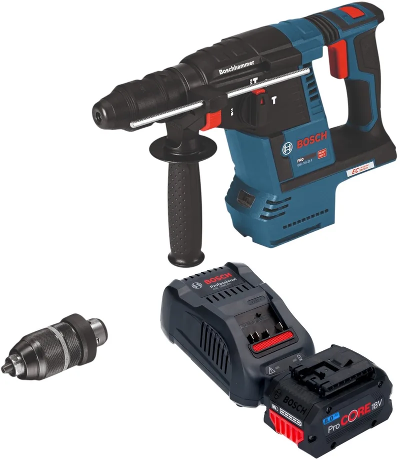 Bosch GBH 18V-26 F accuboormachine 18V 2,6J SDS-Plus Solo + snelwisselboorkop - zonder accu, zonder oplader ( 0611910000 ) de Bosch Professional – image du produit