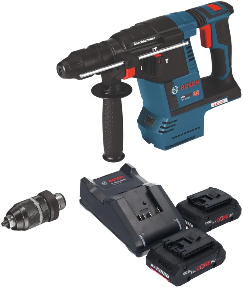 Bosch GBH 18V-26 F Professional accu-boorhamer 18 V 2,6 J SDS Plus + 2x ProCORE-accu 4,0 Ah + oplader von Bosch Professional – Produktbild