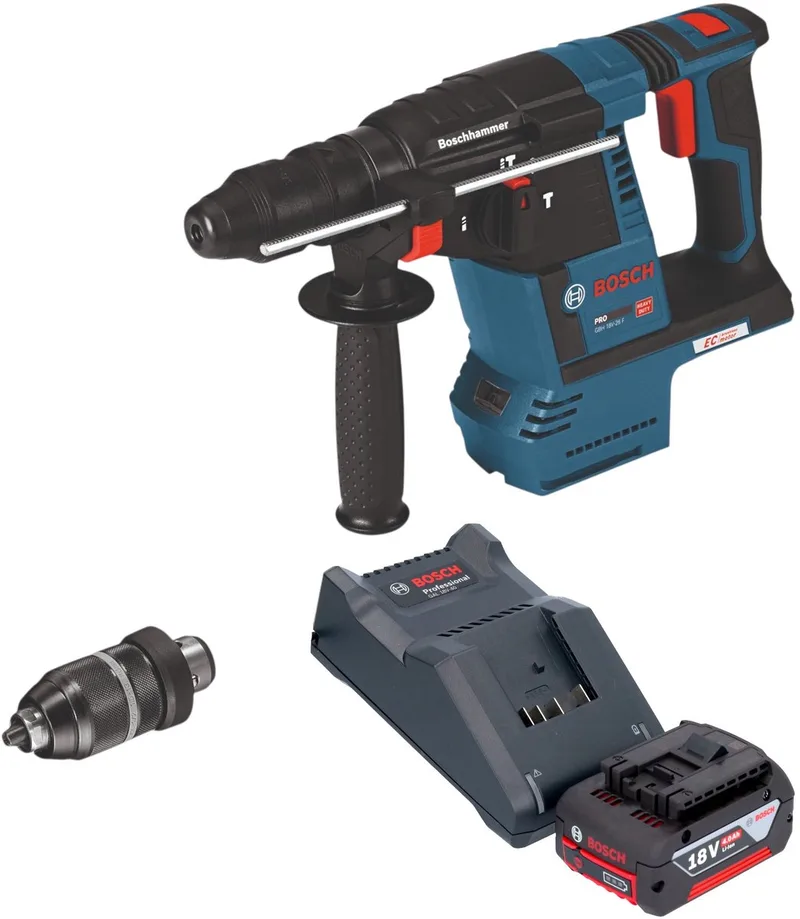 Bosch GBH 18V-26 F Professional accu-boorhamer 18 V 2,6 J SDS Plus + 1x accu 4,0 Ah + oplader van Bosch Professional – productafbeelding
