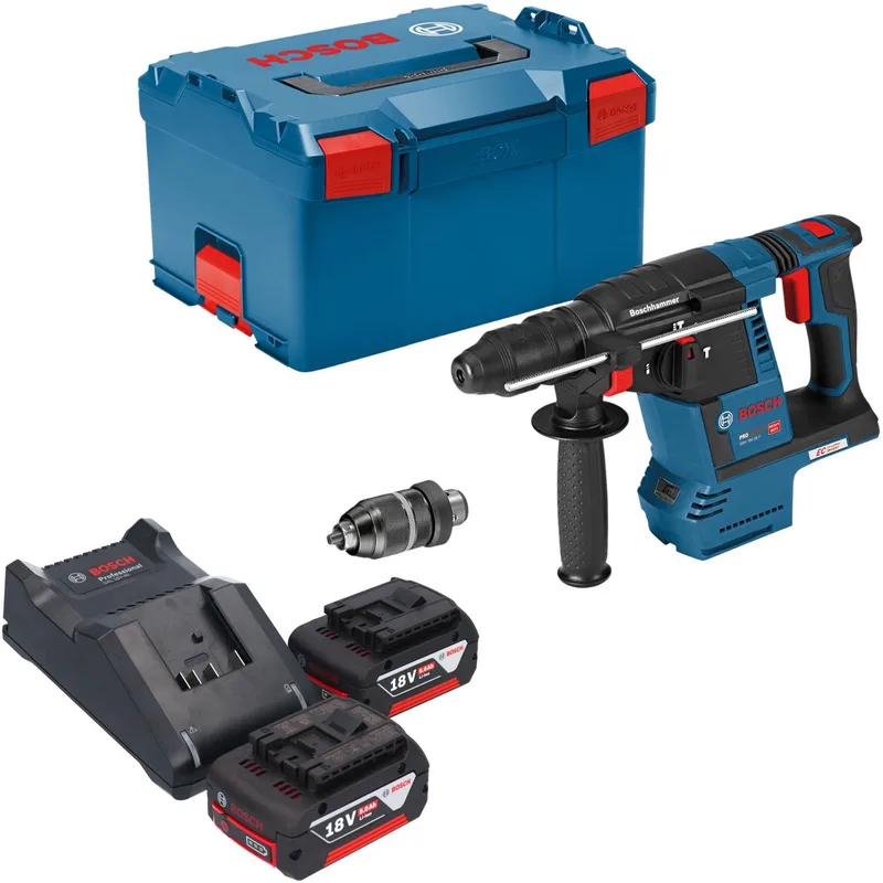 Bosch GBH 18V-26 F Professional accuboormachine 18 V 2,6 J SDS plus Brushless + 2x accu 5,0 Ah + oplader + L-Boxx von Bosch Professional – Produktbild