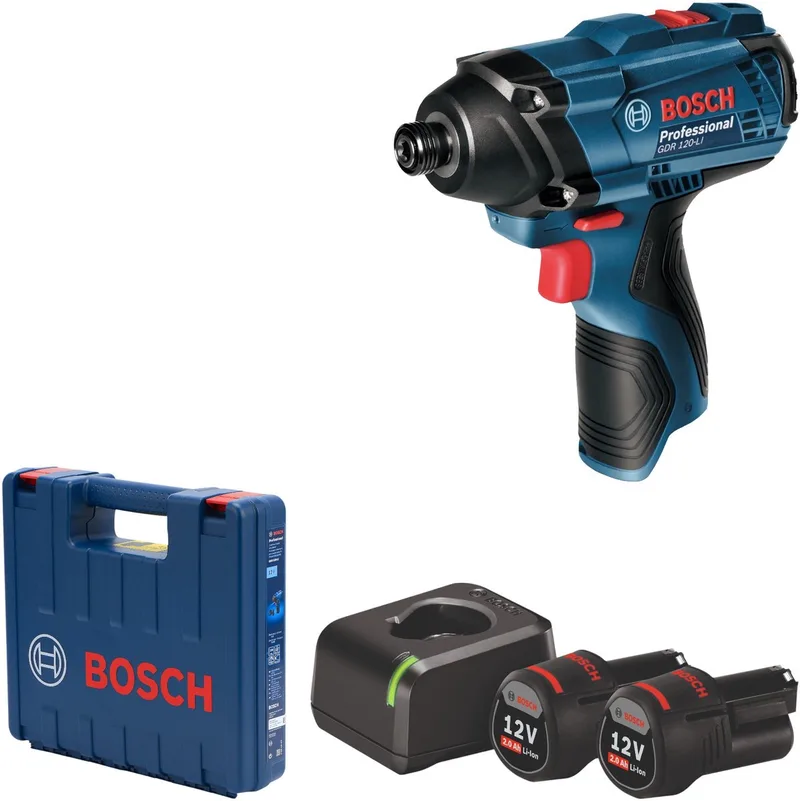 Bosch GDR 120-LI Professional accu-slagmoersleutel 12 V 100 Nm ( 06019F0001 ) + 2x accu 2.0 Ah + lader + koffer von Bosch Professional – Produktbild
