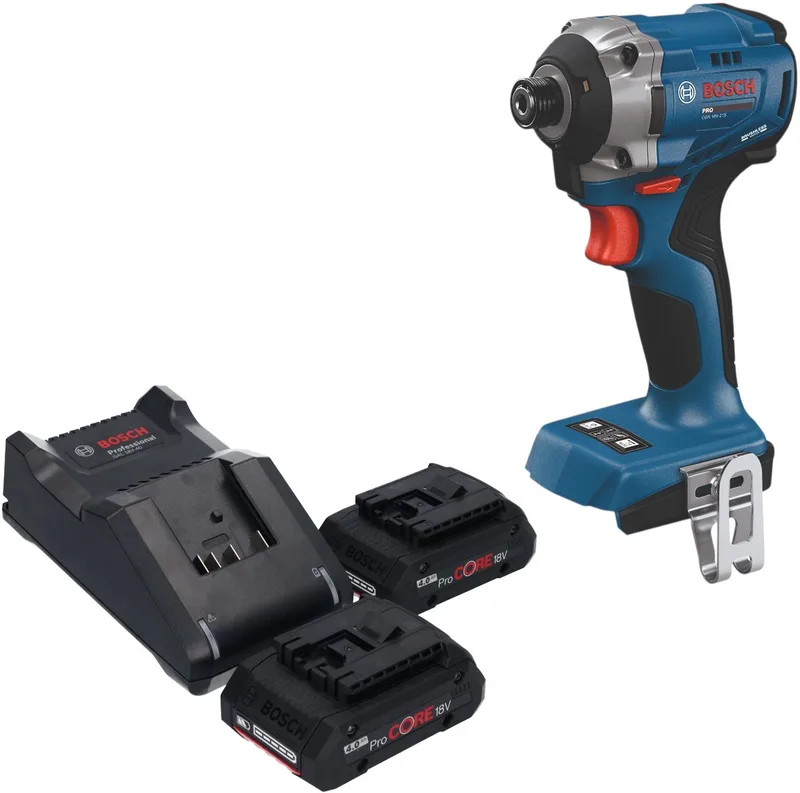 Bosch GDR 18V-215 Professional accu-slagschroevendraaier 18 V 215 Nm 1/4" borstelloos + 2x ProCORE-accu 4,0 Ah + oplader van Bosch Professional – productafbeelding