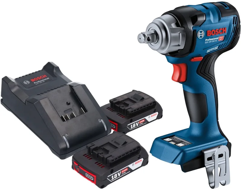 Bosch GDS 18V-330 HC Professionele accu-slagmoersleutel 18 V 330 Nm 1/2" borstelloos + 2x oplaadbare accu 2.0 Ah + lader by Bosch Professional – product image