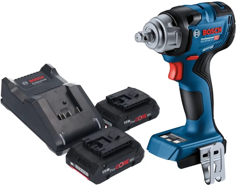 Bosch GDS 18V-330 HC Professionele accu-slagmoersleutel 18 V 330 Nm 1/2" borstelloos + 2x oplaadbare accu 4.0 Ah + lader von Bosch Professional – Produktbild