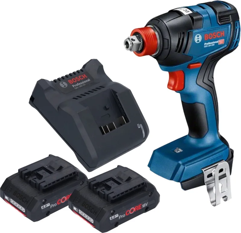 Bosch GDX 18V-200 Professional accu-slagschroevendraaier 18 V 200 Nm borstelloos + 2x ProCORE-accu 4,0 Ah + oplader by Bosch Professional – product image