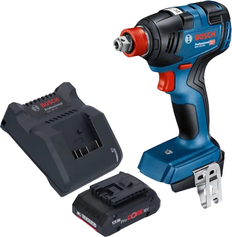 Bosch GDX 18V-200 Professional accu-slagschroevendraaier 18 V 200 Nm borstelloos + 1x ProCORE-accu 4,0 Ah + oplader van Bosch Professional – productafbeelding