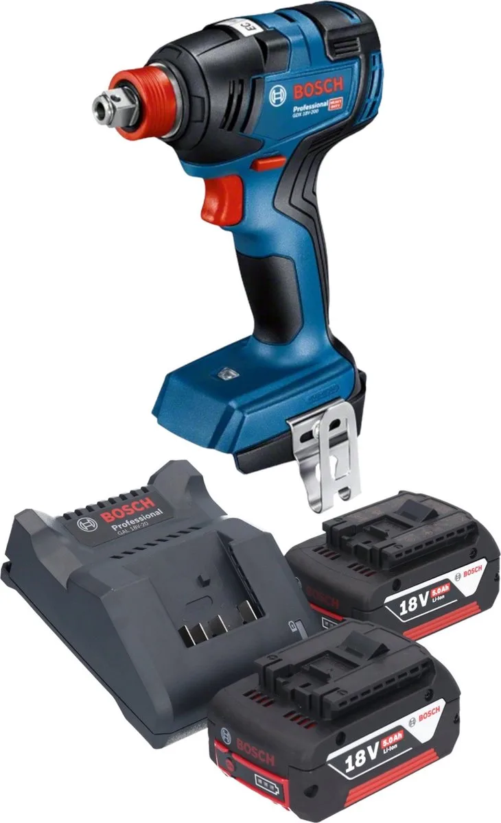 Bosch GDX 18V-200 Professionele accu-slagmoersleutel 18 V 200 Nm borstelloos + 2x oplaadbare accu 5.0 Ah + lader de Bosch Professional – image du produit