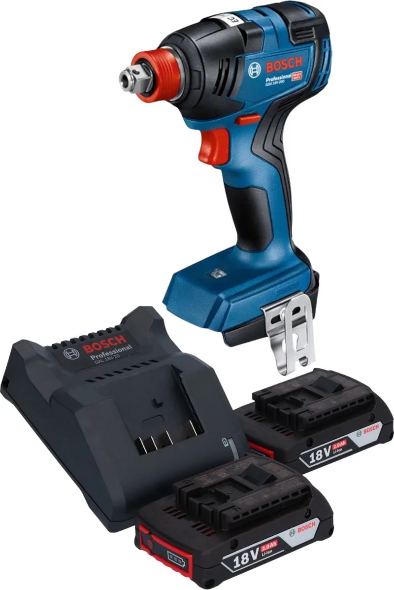 Bosch GDX 18V-200 Professionele accu-slagmoersleutel 18 V 200 Nm borstelloos + 2x oplaadbare accu 2.0 Ah + lader de Bosch Professional – image du produit