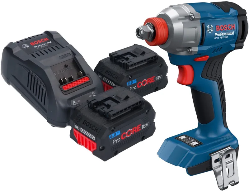 Bosch GDX 18V-285 Professional accu-slagschroevendraaier 18 V 285 Nm 1/4'' borstelloos + 2x ProCORE-accu 8,0 Ah + oplader by Bosch Professional – product image
