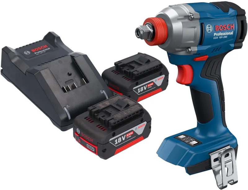 Bosch GDX 18V-285 Professional accu-slagschroevendraaier 18 V 285 Nm 1/4'' borstelloos + 2x accu 5,0 Ah + oplader von Bosch Professional – Produktbild