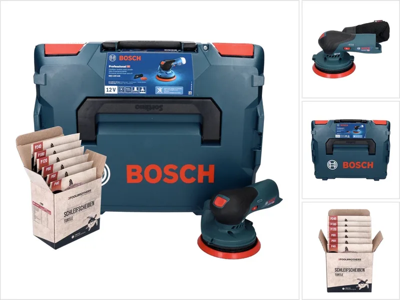 Bosch GEX 12V-125 Professionele snoerloze excenterschuurmachine 12 V 125 mm borstelloos + L-Boxx ( 0601372100 ) + Toolbrothers TURTLE schuurset - zonder accu, zonder oplader by Bosch Professional – product image