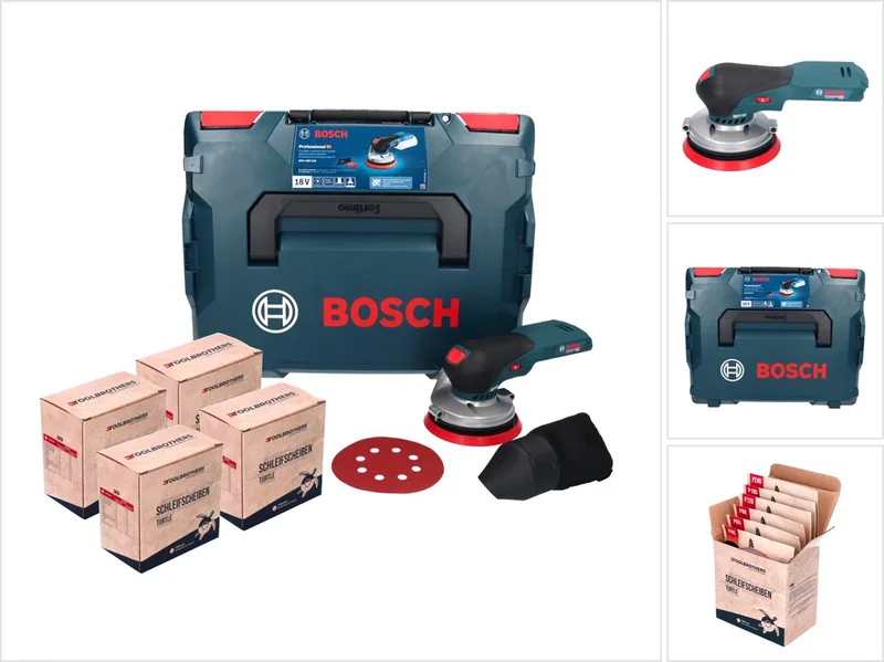 Bosch GEX 18V-125 Professional accu-excentrische schuurmachine 18 V 125 mm borstelloos + 4x Toolbrothers TURTLE schuurset + L-BOXX - zonder accu, zonder oplader by Bosch Professional – product image