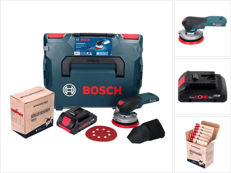 Bosch GEX 18V-125 Professional accu-excentrische schuurmachine 18 V 125 mm borstelloos + 1x Toolbrothers TURTLE schuurset + 1x ProCORE accu 4,0 Ah + L-BOXX - zonder oplader von Bosch Professional – Produktbild