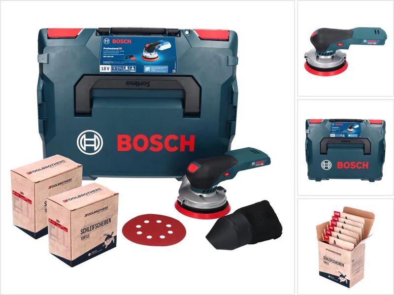 Bosch GEX 18V-125 Professional accu-excentrische schuurmachine 18 V 125 mm borstelloos + 2x Toolbrothers TURTLE schuurset + L-BOXX - zonder accu, zonder lader by Bosch Professional – product image