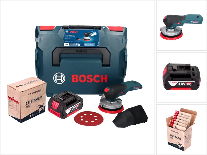 Bosch GEX 18V-125 Professional accu-excentrische schuurmachine 18 V 125 mm borstelloos + 1x accu 4,0 Ah + 1x Toolbrothers TURTLE schuurset + L-BOXX - zonder oplader by Bosch Professional – product image