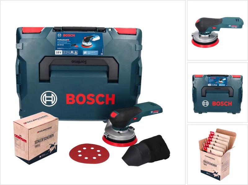 Bosch GEX 18V-125 Professional accu-excentrische schuurmachine 18 V 125 mm borstelloos + 1x Toolbrothers TURTLE schuurset + L-BOXX - zonder accu, zonder oplader by Bosch Professional – product image