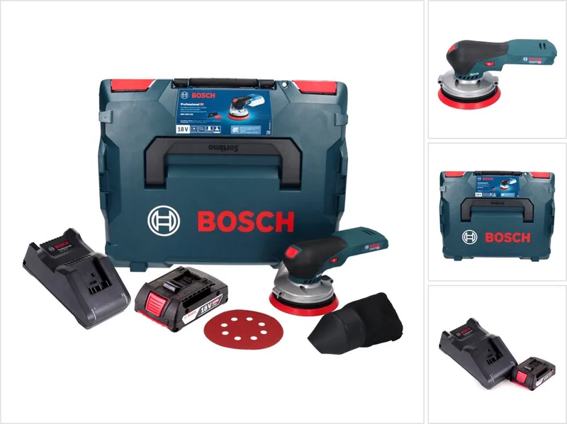 Bosch GEX 18V-125 Professional accu-excentrische schuurmachine 18 V 125 mm borstelloos + 1x accu 2,0 Ah + oplader + L-BOXX by Bosch Professional – product image