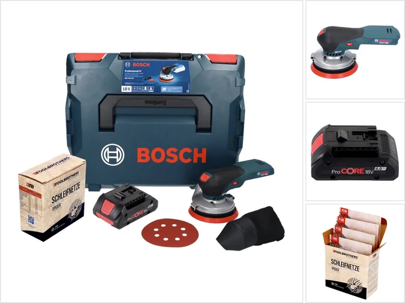 Bosch GEX 18V-125 Professionele snoerloze excenterschuurmachine 18 V 125 mm borstelloos + 1x Toolbrothers SPIDER netschuurset + 1x ProCORE accu 4.0 Ah + L-BOXX - zonder oplader fra Bosch Professional – produktbillede