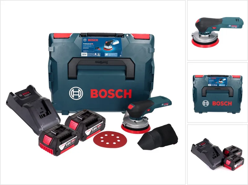 Bosch GEX 18V-125 Professionele snoerloze excenterschuurmachine 18 V 125 mm borstelloos + 2x accu 4.0 Ah + lader + L-BOXX by Bosch Professional – product image