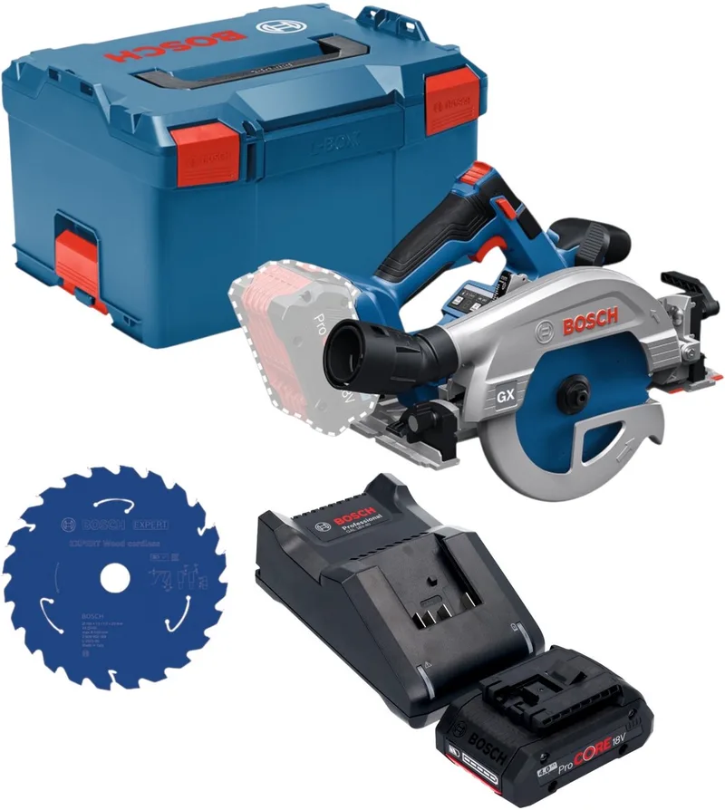 Bosch GKS 18V-57-2 GX Professional accu-cirkelzaag 18 V 165 mm borstelloos + 1x ProCORE-accu 4,0 Ah + oplader + L-Boxx von Bosch Professional – Produktbild