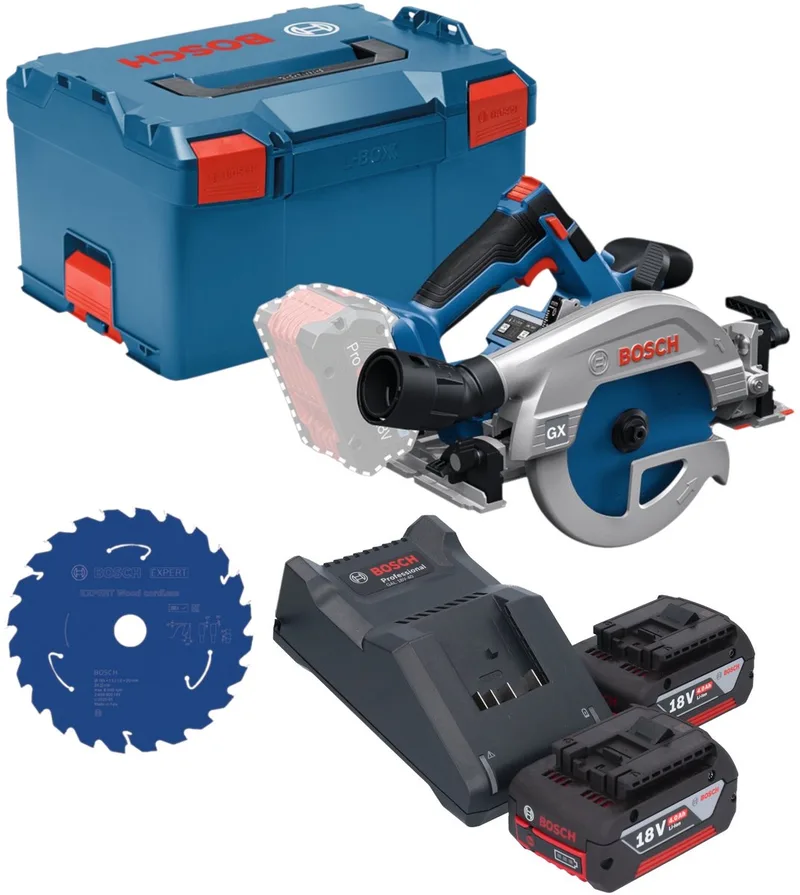 Bosch GKS 18V-57-2 GX Professional accu-cirkelzaag 18 V 165 mm borstelloos + 2x accu 4,0 Ah + oplader + L-Boxx de Bosch Professional – image du produit