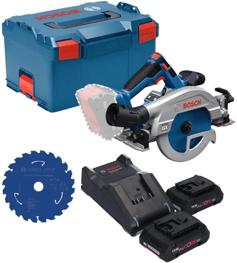 Bosch GKS 18V-57-2 GX Professional accu-cirkelzaag 18 V 165 mm borstelloos + 2x ProCORE-accu 4,0 Ah + oplader + L-Boxx von Bosch Professional – Produktbild