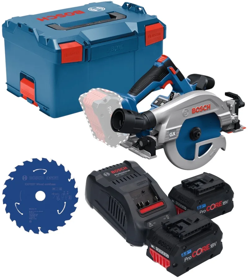 Bosch GKS 18V-57-2 GX Professional accu-cirkelzaag 18 V 165 mm borstelloos + 2x ProCORE-accu 8,0 Ah + oplader + L-Boxx de Bosch Professional – image du produit