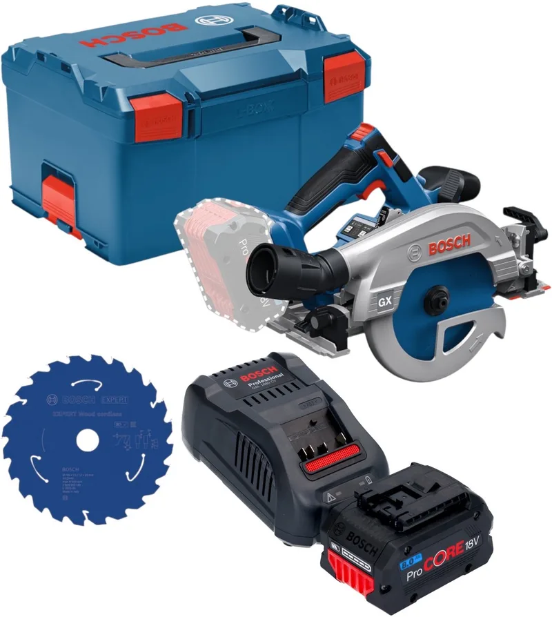 Bosch GKS 18V-57-2 GX Professional accu-cirkelzaag 18 V 165 mm borstelloos + 1x ProCORE-accu 8,0 Ah + oplader + L-Boxx von Bosch Professional – Produktbild