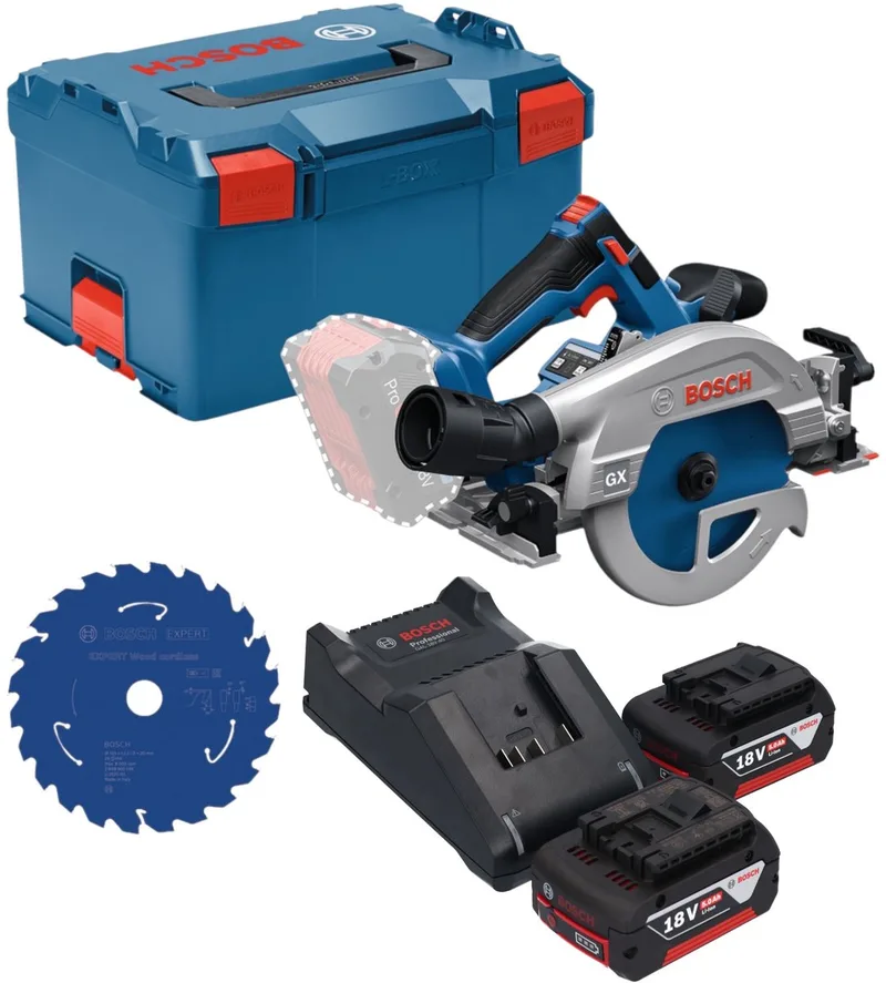 Bosch GKS 18V-57-2 GX Professional accu-cirkelzaag 18 V 165 mm borstelloos + 2x accu 5,0 Ah + oplader + L-Boxx de Bosch Professional – image du produit