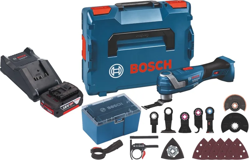 Bosch GOP 18V-34 Profi-snoerloze Multi-Cutter 18 V Starlock Plus + 1x accu 5.0 Ah + lader + 17 accessoires + L-Boxx by Bosch Professional – product image