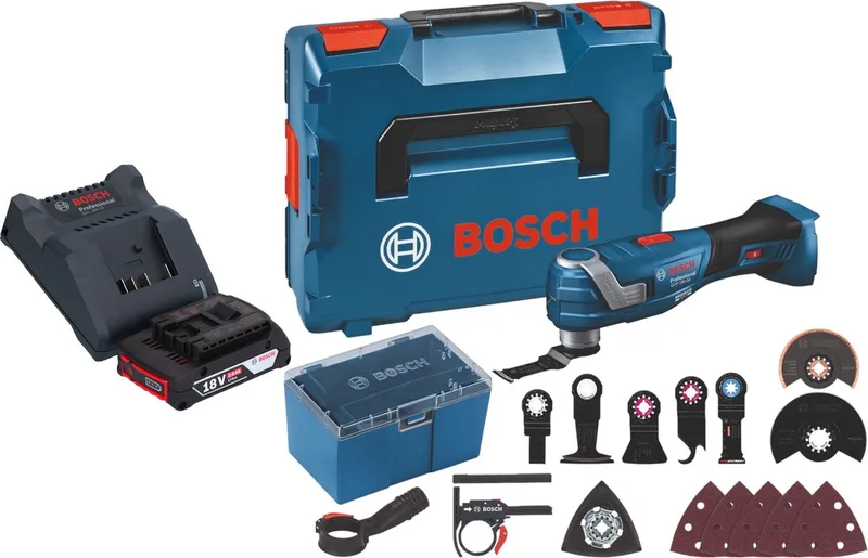 Bosch GOP 18V-34 Profi-snoerloze Multi-Cutter 18 V Starlock Plus + 1x accu 2.0 Ah + lader + 17 accessoires + L-Boxx de Bosch Professional – image du produit