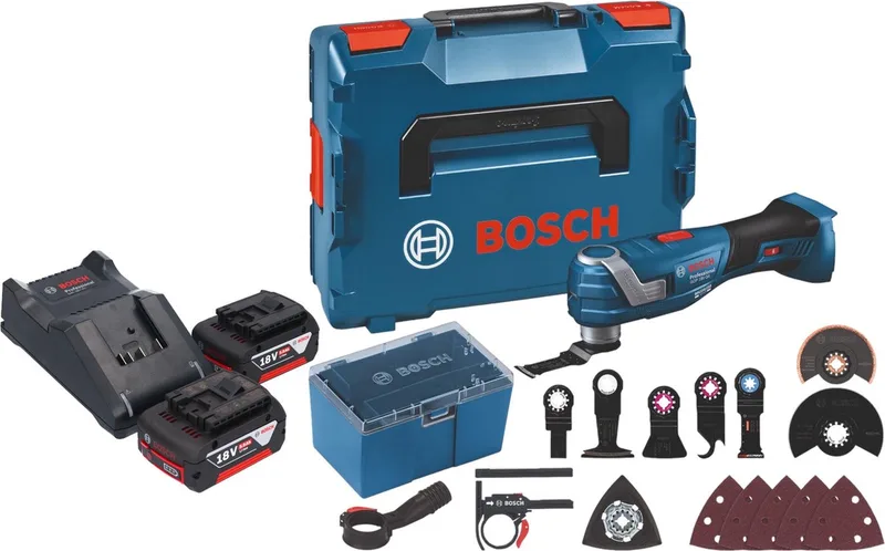 Bosch GOP 18V-34 Profi-snoerloze Multi-Cutter 18 V Starlock Plus + 2x accu 5.0 Ah + lader + 17 accessoires + L-Boxx von Bosch Professional – Produktbild