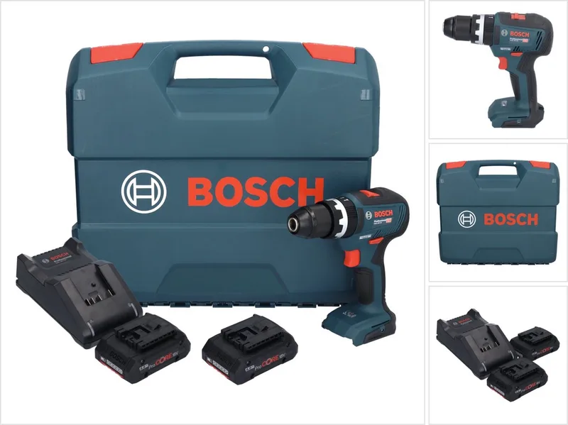Bosch GSB 18V-55 Professional accu-klopboormachine 18 V 55 Nm borstelloos + 2x ProCORE accu 4,0 Ah + oplader + koffer fra Bosch Professional – produktbillede