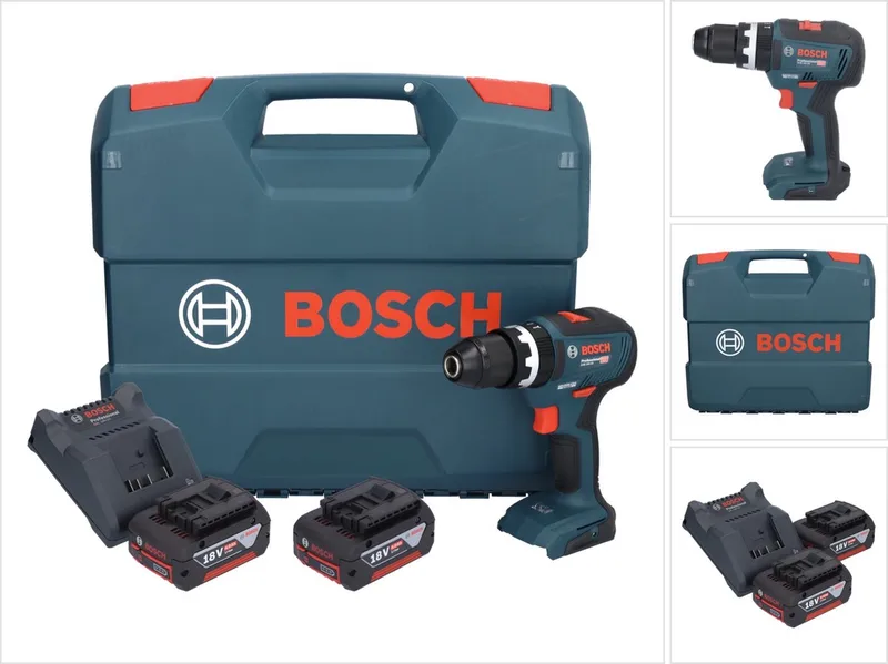 Bosch GSB 18V-55 Professional accu-klopboormachine 18 V 55 Nm borstelloos + 2x accu 4,0 Ah + oplader + koffer de Bosch Professional – image du produit