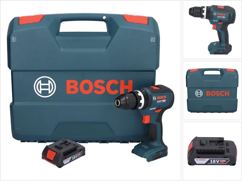 Bosch GSB 18V-55 Professionele accu klopboormachine 18 V 55 Nm borstelloos + 1x oplaadbare accu 2.0 Ah + koffer - zonder oplader de Bosch Professional – image du produit