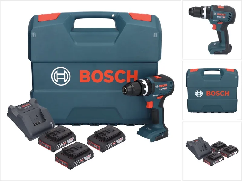 Bosch GSB 18V-55 Professionele accu klopboormachine 18 V 55 Nm borstelloos ( 0615990M5V ) + 3x accu 2.0 Ah + lader + koffer von Bosch Professional – Produktbild