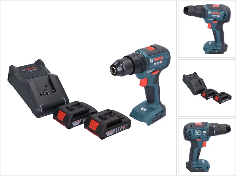Bosch GSB 18V-55 Professionele accu klopboormachine 18 V 55 Nm borstelloos + 2x accu 2.0 Ah + lader de Bosch Professional – image du produit