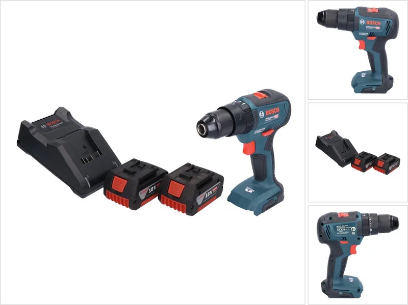 Bosch GSB 18V-55 Professionele accu klopboormachine 18 V 55 Nm borstelloos + 2x accu 5.0 Ah + lader de Bosch Professional – image du produit