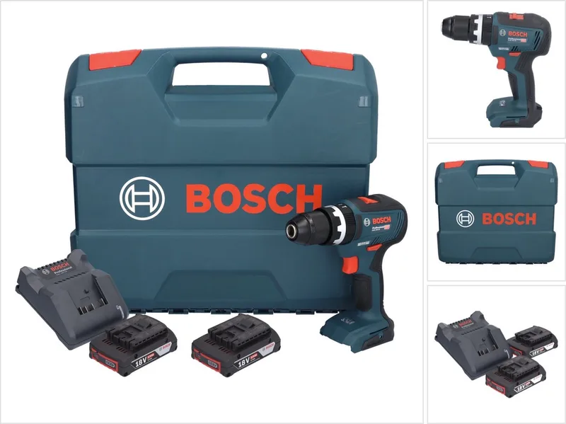 Bosch GSB 18V-55 Professionele accu klopboormachine 18 V 55 Nm borstelloos + 2x accu 2.0 Ah + lader + koffer von Bosch Professional – Produktbild