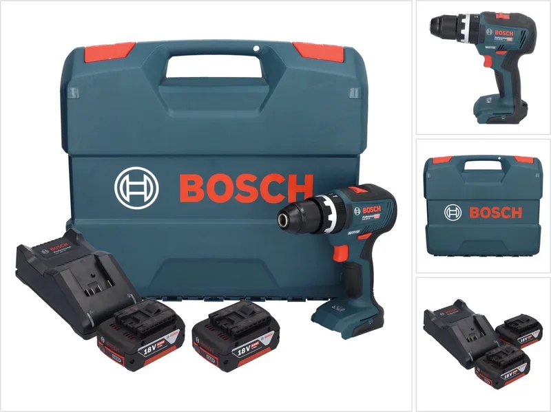 Bosch GSB 18V-55 Professionele accu klopboormachine 18 V 55 Nm borstelloos + 2x accu 5.0 Ah + lader + koffer de Bosch Professional – image du produit