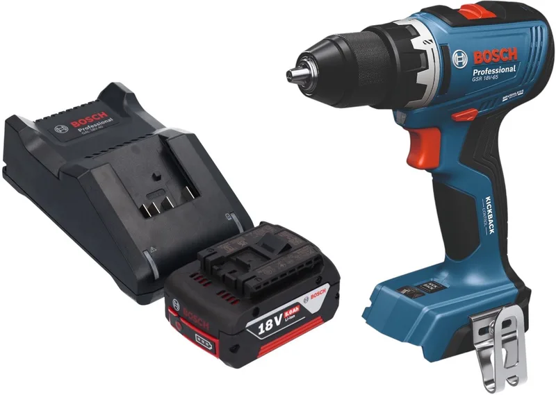 Bosch GSB 18V-65 Professionele accu klopboormachine 18 V 65 Nm borstelloos + 1x oplaadbare accu 5.0 Ah + lader by Bosch Professional – product image