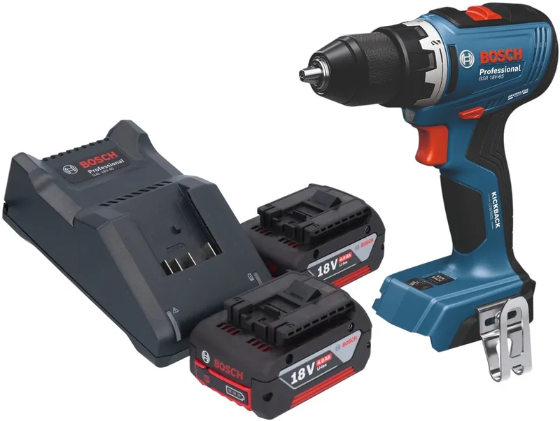 Bosch GSB 18V-65 Professionele accu klopboormachine 18 V 65 Nm borstelloos + 2x accu 4.0 Ah + lader von Bosch Professional – Produktbild