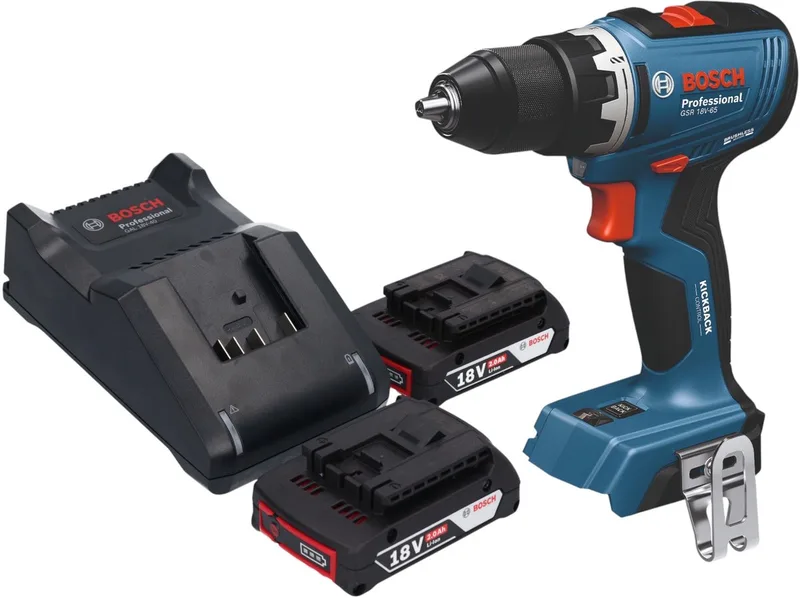 Bosch GSB 18V-65 Professionele accu klopboormachine 18 V 65 Nm borstelloos + 2x accu 2.0 Ah + lader by Bosch Professional – product image