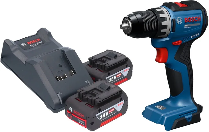 Bosch GSR 18V-52 Professional accuboormachine 18 V 70 Nm borstelloos + 2x accu 4,0 Ah + oplader von Bosch Professional – Produktbild