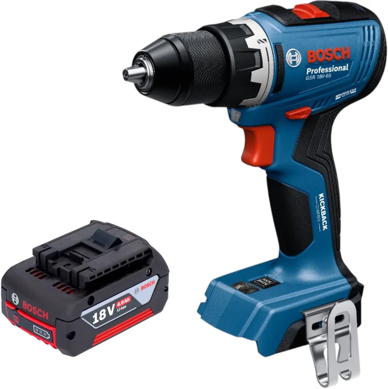 Bosch GSR 18V-65 Professionele accuboormachine 18 V 63 Nm borstelloos + 1x oplaadbare accu 4.0 Ah - zonder oplader de Bosch Professional – image du produit